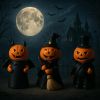 Decorations Indoor Pumpkin Figurine Set of 3, Mini Handmade Resin Trinket Tray Broom & Witch Pumpkin