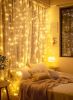 300 LED Fairy Curtain Lights, 9.8ft x 9.8ft Warm White Curtain String Lights, USB Plug in 8 Lighting Modes Christmas Decoration