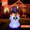 Halloween Inflatable Outdoor Decor, Blow Up Yard Decoration Ghost with Colorful LEDs
