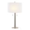 Master 29" Contemporary Metal Table Lamp in Polished Nickel and White Linen Shade from Grandview Gallery by - Set of 2