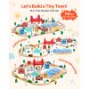 113PCS Wooden Train Set, for Kids Ages 3-8, Wood Train Track Toy with Storage Box, City Scene Railway Playset, Compatible with Major Brands