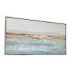 59.1x29.5x1.5" Framed Landscape Rectangle Blue and Gold Abstract Ocean Oil Painting