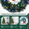 46in Pre-lit Christmas Wreath, Lighted Artificial Xmas Wreath with 150 Warm & Multi-color Lights and 450 PVC Tips, Remote Control Stepless Dimming