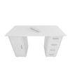 Double Edged Manicure Nail Table with Drawer White