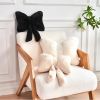 Ivory Bow Pillow, Soft Bow Decorative Pillows with Faux Rabbit Fur, Cute 16" Bow Throw Pillows