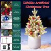 2Pcs Battery Powered Lighted Christmas Tree Urn Filler With Light Artificial Xmas Trees Light with Berries Balls LED Pathway Pine Tree IP44 Waterproof