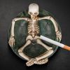 Halloween Skeleton Ashtray for Weed Smokers Cigarettes - Cool Ashtrays with Gothic Design, Portable Indoor/Outside Patio Use