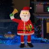 6FT Lighted Santa Claus Holding Bell Christmas Yard Decorations, Pre-lit Pull Up Santa with 200 Warm White LEDs