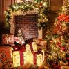 Set of 3 Christmas Lighted Gift Boxes, Pre-lit 60LED Light Up Present Boxes Ornament Outdoor, Boxes with Gold Snowflake