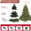 6FT Full-Shape Christmas Tree with 500 UL Lights – PE/PVC Mixed Branches, 1763 Tips, Wide Base for Spacious Areas, Hinged Structure