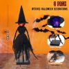 Halloween Decorations Indoor, Set of 3 Primitive Witch with Hats, Spooky Halloween Witch Figurines with 3 LED Colors for Mantel