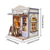 3d wooden puzzle for adults Rustic Grain Bakery book nook with lights model kit dollhouse DIY miniature house Birthday and Christmas gifts