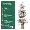 4FT Flocked Christmas Tree with Multicolour LED Lights, 396 Tips, Glitter Base, 100 Lights, PE/PVC Tips with Pine Cones â€“ Light-Up Colorful Basin