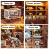 3d wooden puzzle for adults Dinosaur Laboratory book nook with lights model kit dollhouse DIY miniature house Birthday and Christmas gifts