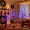 3 Pac Christmas Tree with Purple Lights, 4FT 5FT and 6FT, Lighted Black Tree for Christmas Decoration
