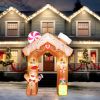 8FT Tall Christmas Gingerbread Inflatable - Blow Up Yard Decor with LED Lights, Electric Blower