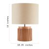 10.25" x 10.25" x 14" Brown Faux Ribbed Wood Table Lamp