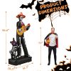 7.3ft Ghostly Musician with Dog, 6 LEDs, Black, White, Orange, Halloween Inflatable Decoration, 1500mA, 12V, US Standard