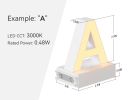 Magnetic LED Light Capital Letter, (N) H3.7" 3000K