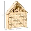 Christmas Advent Calendar, Light Up Manger Scene Tabletop Xmas Wooden House Holiday Decoration with Countdown Drawer, Bible Characters