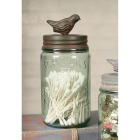 Pint Mason Jar With Songbird Lid (Option: Green/Rust)