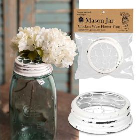 Mason Jar Chicken Wire Flower Frog Lid (Option: White  Box of 6)