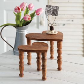 Set of Two Tabletop Heart Stools (Option: Natural)