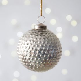 Hobnail Mercury Glass Ornament (Option: Silver  Box of 4)