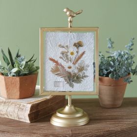 Gilded Pressed Botanical Stand (Option: Corydalis and Chrysanthemum)