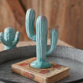 Ceramic Cactus Accent Sculpture (Option: Two Arm)