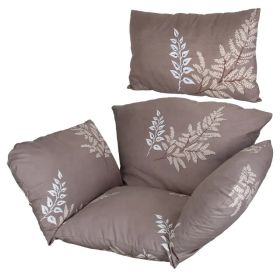 Egg Chair Cushion Hanging Basket Seat Cushion Thicken Soft Egg Swing Chair Pad Hanging Egg Chair Cushion With Headrest (Option: CoffeeBeigeLeaf)