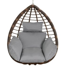 1Pc Egg Chair Cushion Hanging Basket Seat Cushion Thicken Soft Egg Swing Chair Pad Hanging Egg Chair Cushion With Headrest (Option: GREY)