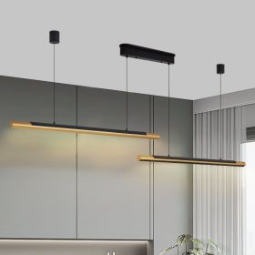 75-inch Modern Black And Gold LED Pendant Light, Adjustable Hanging Light For Dining Room, Kitchen, Living Room Sleek Dual Tube Design (Option: Black)