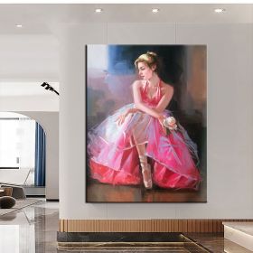 Hand Oil Pianting Ballerina fine art Dancer Handmade oil painting on Canvas female Ballet Artist Wall Art Living Room Bedroom Home Decor (style: 07, size: 90x120cm)