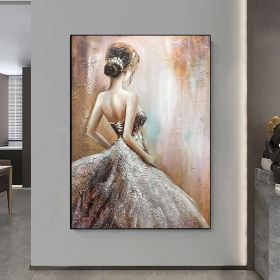 Hand Oil Pianting Ballerina fine art Dancer Handmade oil painting on Canvas female Ballet Artist Wall Art Living Room Bedroom Home Decor (style: 02, size: 100x150cm)