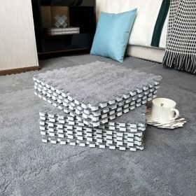 Soft Interlocking Shaggy Carpet Mats - Protective Floor Tiles for Kids' Play & Exercise; Home Parlor; Bedroom - Fluffy Area Rugs by Smabee (Color: Grey, Items: 30*30CM Thick [10 Pieces] Edge Strips)