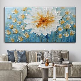 Hand Painted Oil Painting Canvas White Flower Texture Art Blossoming Home Wall Decor Art Landscape Wall Art Living Room decor Fine Art Oil Painti (style: 01, size: 150x220cm)