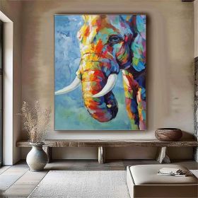Hand Painted Impressionist Elephant Oil Painting On Canvas- Contemporary Multi-colored Safari Animal Fine Art WHAT BRILLIANT COLORS (style: 01, size: 120x160cm)