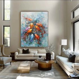 Personalized Gifts Koi Fish Oil Painting Goldfish Original Fine Art Animals Oil Artwork Fish Wall Art Decor Gifts for Friends (style: 01, size: 100x150cm)