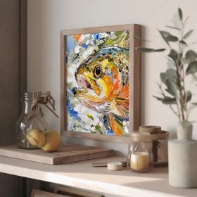Trout Fish Oil Painting On Canvas Fish Original Canvas Fine Art Animals Wall All Decor Gifts for Him (style: 01, size: 120x120cm)