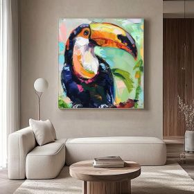 Toucan Canvas Oil Painting Bird Original Fine Art Animals Wall Art Large Painting Hand Painted Oil Painting (style: 01, size: 120x120cm)