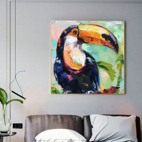Toucan Canvas Oil Painting Bird Original Fine Art Animals Wall Art Large Painting Hand Painted Oil Painting (style: 01, size: 140x140cm)