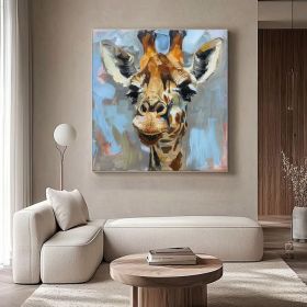 Giraffe Painting On Canvas Giraffe Portrait Canvas Original Fine Art Animals Wall Art Hand Painted Oil Painting (style: 01, size: 120x120cm)