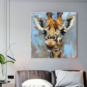 Giraffe Painting On Canvas Giraffe Portrait Canvas Original Fine Art Animals Wall Art Hand Painted Oil Painting (style: 01, size: 140x140cm)