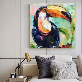 Toucan Canvas Oil Painting Bird Original Fine Art Animals Wall Art Large Painting Hand Painted Oil Painting (style: 01, size: 160x160cm)