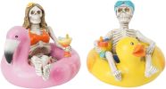 Summer Decorations Halloween Skeleton Statue - Collectible Figurines Summerween Couple with Dangling Leg Bikini Sunglass 7.5H in Perfect for Coastal T