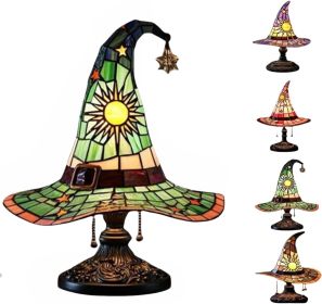 Witch Hat Lamp, Spooky Fun for Small Witches, Handmade Witch Hat Shaped Decoration for Bedroom Party Decorations(Purple) (Color: Green)