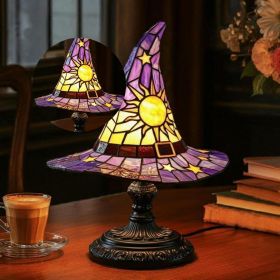 Witch Hat Lamp, Spooky Fun for Small Witches, Handmade Witch Hat Shaped Decoration for Bedroom Party Decorations(Purple) (Color: Purple)