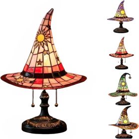 Witch Hat Lamp, Spooky Fun for Small Witches, Handmade Witch Hat Shaped Decoration for Bedroom Party Decorations(Purple) (Color: Red)