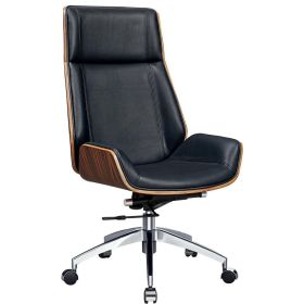 Genuine Leather Ergonomic Office Chair Boss Swivel Armless Seat Chair High Back (Color: Palisander black)